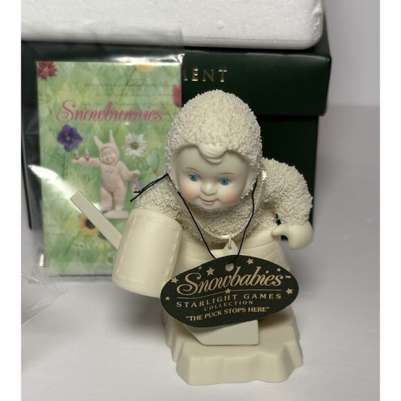 2001 Department 56 Snow Babies The Puck Stops Here w/Box - Picture 1 of 12